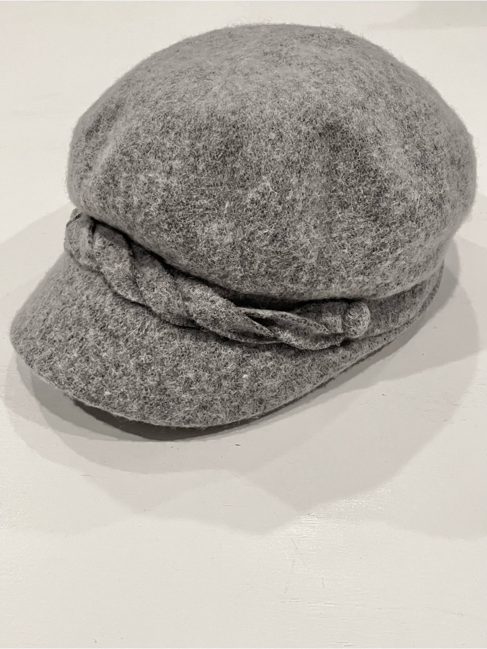 Gray Wool Blend Baker Boy Hat